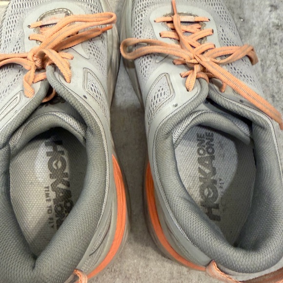 Hoka Women’s Bondi 7 Sneakers in Gray and Orange main image 6